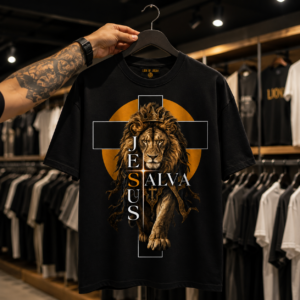 Camiseta Oversized Jesus Salva - Leao de Judah - frente